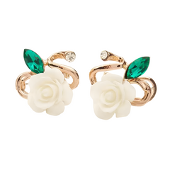 حلق زهرة الياسمين مع فص كريستال - batcino.com