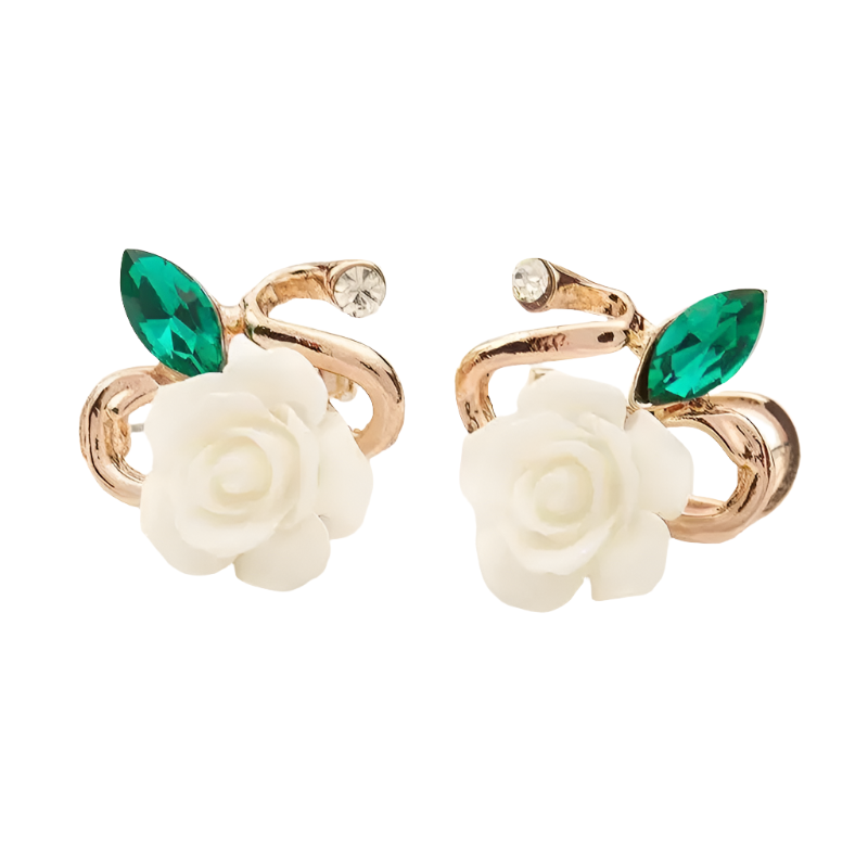 حلق زهرة الياسمين مع فص كريستال - batcino.com