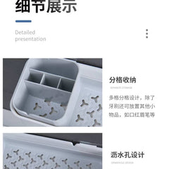 حامل فرش الأسنان والأكواب جداري – بدون حفر بتصميم عملي وأنيق للحمام