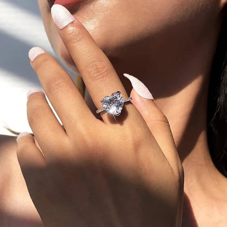 ‏heart crystal ring - خاتم القلب كريستال - batcino.com