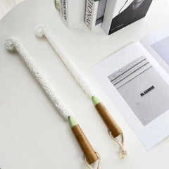 فرشة تنظيف الزجاجات الطويلة وببرونة الاطفال مرنة للوصول لجميع الاركان بيد خشب