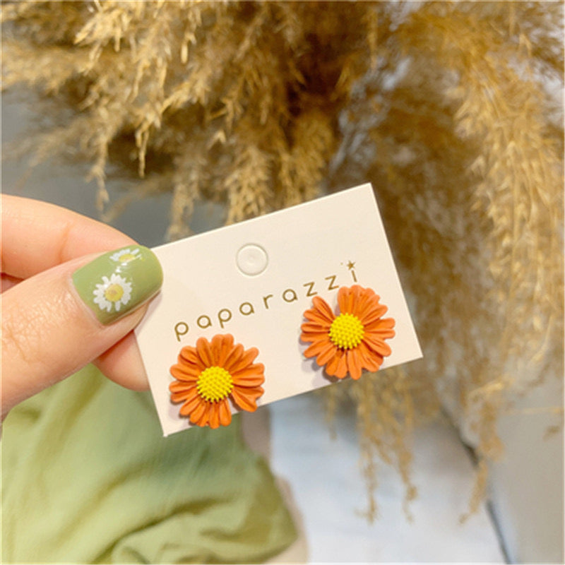 طقم  4 ألوان مختلفة حلقان صيفي ستانلس ستيل شكل ورد