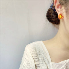 طقم  4 ألوان مختلفة حلقان صيفي ستانلس ستيل شكل ورد