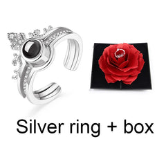 خاتم بحبك بكل لغات العالم +  علبة هدايا تفتح علي شكل وردة