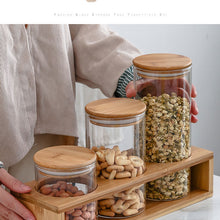 طقم كاندي 3 فطع زجاج بغطاء خشبي وحامل خشب