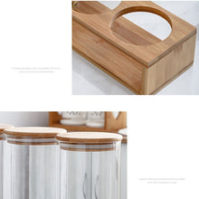 طقم كاندي 3 فطع زجاج بغطاء خشبي وحامل خشب