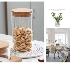 طقم كاندي 3 فطع زجاج بغطاء خشبي وحامل خشب