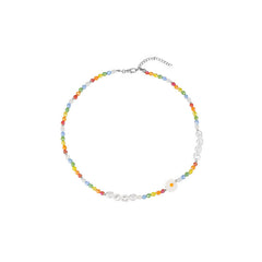 طقم سلسلة وانسيال خرز ملون مع وردة ديزي