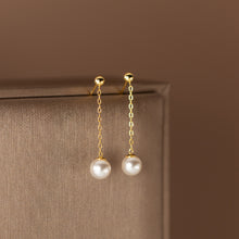 حلق نسائي دروب متدلي لؤلؤي مطلي بماء الذهب – أناقة كلاسيكية - تصميم فرنسي