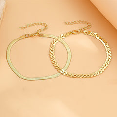 خلخال 2 قطعة ذهبي بتصميم مزدوج أنيق للنساء