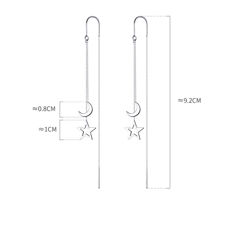 حلق أذن متدلي بتصميم نجمة وهلال – ستايل ناعم وعصري