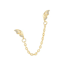 حلق بناتي جناح صغير متصل بسلسلة رفيعة – مطلي ذهب عيار 18