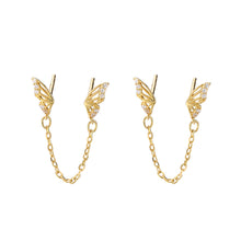 حلق بناتي جناح صغير متصل بسلسلة رفيعة – مطلي ذهب عيار 18