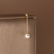 حلق نسائي دروب متدلي لؤلؤي مطلي بماء الذهب – أناقة كلاسيكية - تصميم فرنسي