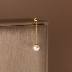 حلق نسائي دروب متدلي لؤلؤي مطلي بماء الذهب – أناقة كلاسيكية - تصميم فرنسي