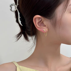 حلق بناتي جناح صغير متصل بسلسلة رفيعة – مطلي ذهب عيار 18