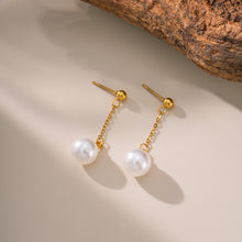 حلق نسائي دروب متدلي لؤلؤي مطلي بماء الذهب – أناقة كلاسيكية - تصميم فرنسي