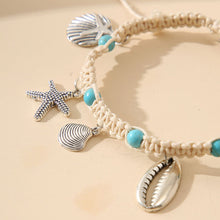 خلخال نسائي صيفي مزين بحلي بحرية وأحجار فيروزية