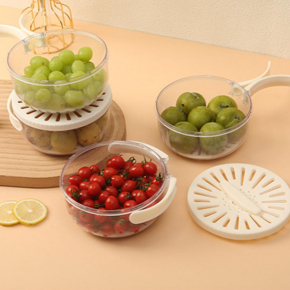 علبة الثلاجة 4 في 1 مزودة بمصفي داخليا لغسل وتجفيف الفواكة وغطاء سمارت يتحةل ليد عند الفتح