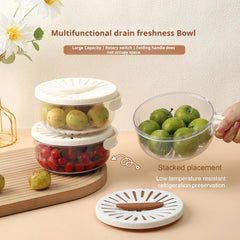 علبة الثلاجة 4 في 1 مزودة بمصفي داخليا لغسل وتجفيف الفواكة وغطاء سمارت يتحةل ليد عند الفتح