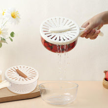 علبة الثلاجة 4 في 1 مزودة بمصفي داخليا لغسل وتجفيف الفواكة وغطاء سمارت يتحةل ليد عند الفتح