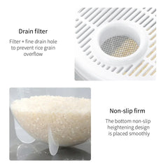 دورق غسيل الارز وعاء بلاستيكي لغسل الارز والخضروات مصفاة بيد للمطبخ