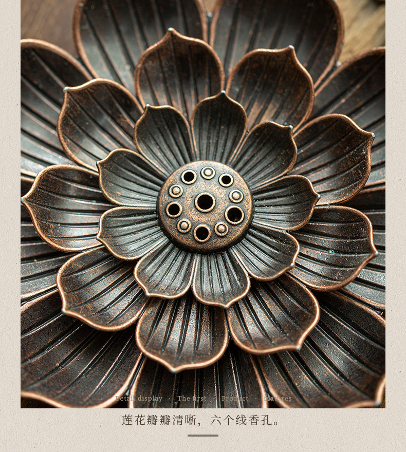 حامل عيدان البخور على شكل ورقة شجرة اللوتس بقاعدة لرماد البخور