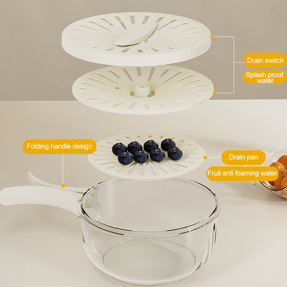 علبة الثلاجة 4 في 1 مزودة بمصفي داخليا لغسل وتجفيف الفواكة وغطاء سمارت يتحةل ليد عند الفتح