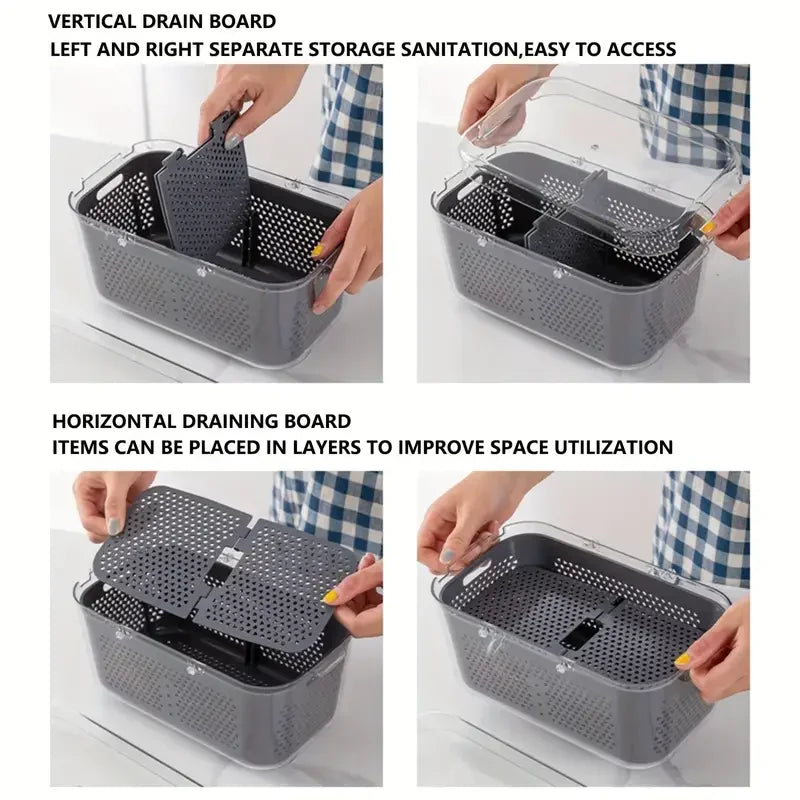 قطاعة الخضروات بيد متعددة الوظائف و علبة ثلاجة بمصفاة 22 في 1 مع 14 شفرة من الفولاذ المقاوم للصدأ،