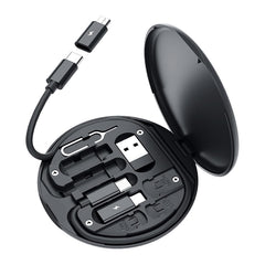 مجموعة محول كابل شحن متعدد 9 في 1 نوع سي إلى مايكرو لايتنينج ايه يمكن استخدامه كحامل موبايل - أسود)