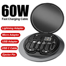 مجموعة محول كابل شحن متعدد 9 في 1 نوع سي إلى مايكرو لايتنينج ايه يمكن استخدامه كحامل موبايل - أسود)