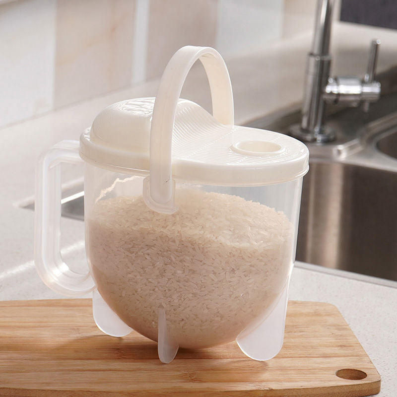 دورق غسيل الارز وعاء بلاستيكي لغسل الارز والخضروات مصفاة بيد للمطبخ