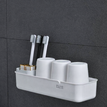 حامل فرش الأسنان والأكواب جداري – بدون حفر بتصميم عملي وأنيق للحمام