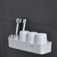 حامل فرش الأسنان والأكواب جداري – بدون حفر بتصميم عملي وأنيق للحمام