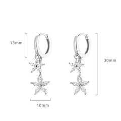 حلق النجوم بتصميم دروب كريستال فضه 925