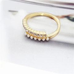 خاتم كاجوال مع فصوص زركون ولولي مقاس حر