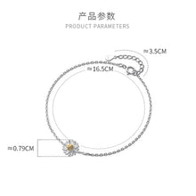 انسيال وخلخال بتصميم بتصميم زهرة عباد الشمس قطعة واحدة فضه 925