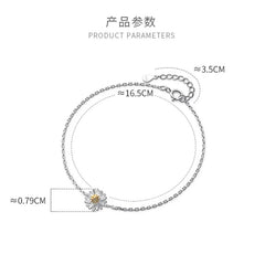 انسيال وخلخال بتصميم بتصميم زهرة عباد الشمس قطعة واحدة فضه 925