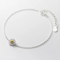 انسيال وخلخال بتصميم بتصميم زهرة عباد الشمس قطعة واحدة فضه 925